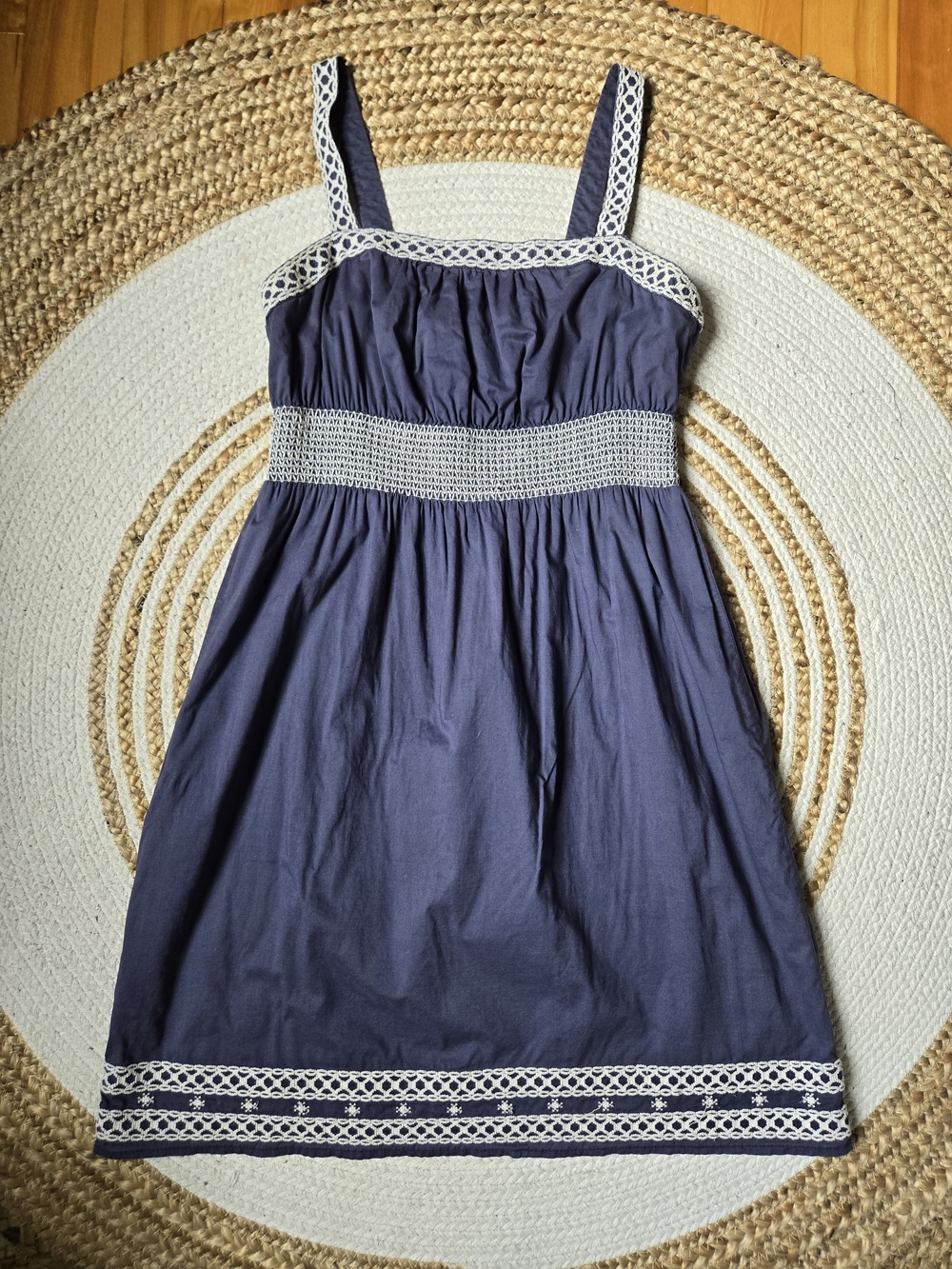 Old Navy Summer Dress White Crochet Accents Boho Chic Coastal Vintage Inspired S - Picture 1 of 14